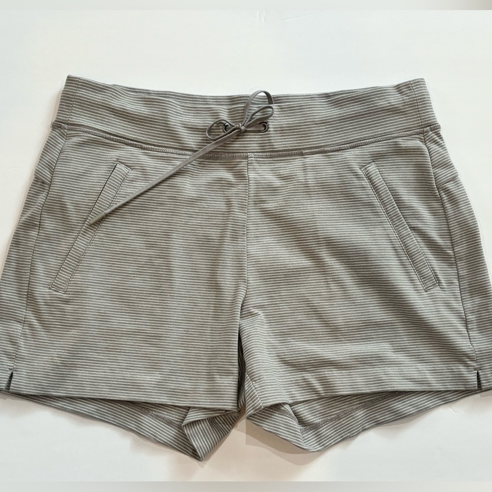 Women’s Striped Gray Drawstring Lounge Shorts
